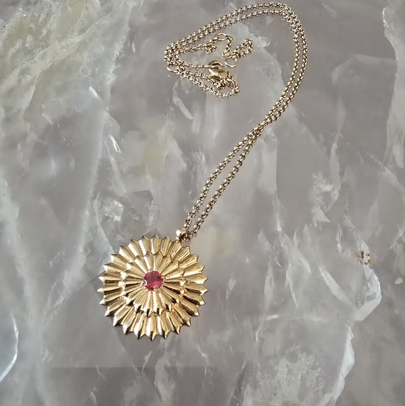 Rose gold with pink tourmaline stone. Adjustable length necklace - Picture 1 of 1